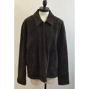 Vintage Mens Brown Suade Leather Jacket Size Large Nicole Miller
